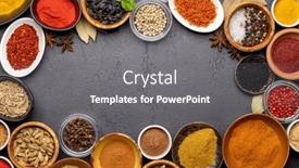  Presentation with recipe - Slide set featuring various-spices-in-bowls background and a gray colored foreground