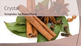  Presentation with cinnamon - PPT layouts with various-spices-isolated-on-white background and a lemonade colored foreground