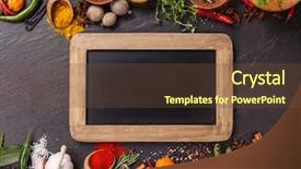  Presentation with aerial - Slides enhanced with various spices on black stone background and a tawny brown colored foreground