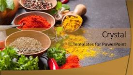  Presentation with aerial - Beautiful slides featuring various spices on black stone backdrop and a gold colored foreground