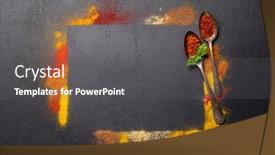  Presentation with recipe - PPT theme consisting of various-spices-on-stone-table background and a dark gray colored foreground