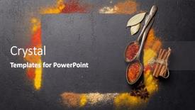  Presentation with recipe - Presentation theme having various-spices-on-stone-table background and a dark gray colored foreground