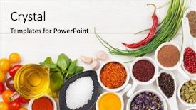  Presentation with spices - Beautiful slide deck featuring various spices on white wooden backdrop and a sky blue colored foreground