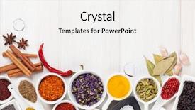  Presentation with spices - Presentation enhanced with various spices on white wooden background and a white colored foreground