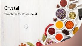  Presentation with spices - Amazing PPT theme having various spices on white wooden backdrop and a sky blue colored foreground