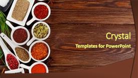  Presentation with spices - Slide deck featuring various spices on wooden background background and a tawny brown colored foreground
