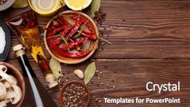  Presentation with spices - Beautiful slide set featuring various spices on wooden background backdrop and a tawny brown colored foreground