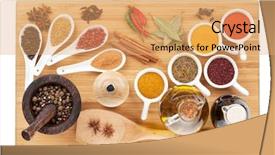  Presentation with cutting board - Amazing slide set having various spices selection on cutting backdrop and a coral colored foreground