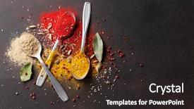  Presentation with spices - Slide deck featuring various spices spoons on stone background and a wine colored foreground