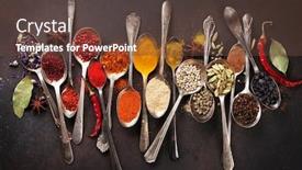  Presentation with spices - Presentation design featuring various spices spoons on stone table top view background and a tawny brown colored foreground