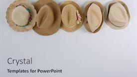  Presentation with straw - Colorful theme enhanced with various-straw-hats-hanging backdrop and a light gray colored foreground