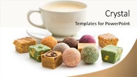  Presentation with coffee and sweet chocolate brownies - Slide set featuring various sweet candies and coffee background and a lemonade colored foreground