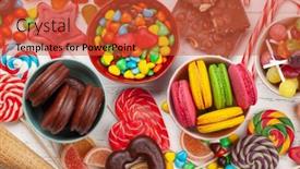  Presentation with candy - Audience pleasing slides consisting of various-sweets-assortment-candy-bonbon backdrop and a red colored foreground