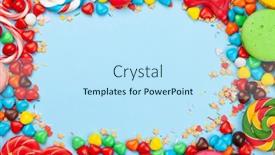  Presentation with candy - Cool new slides with various-sweets-assortment-candy-bonbon backdrop and a sky blue colored foreground