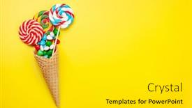  Presentation with sweets - PPT theme with various-sweets-assortment-candy-bonbon background and a white colored foreground