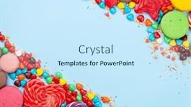  Presentation with sweets - Audience pleasing slides consisting of various-sweets-assortment-candy-bonbon backdrop and a cool aqua colored foreground