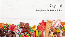  Presentation with candy - Presentation theme featuring various-sweets-assortment-candy-bonbon background and a white colored foreground