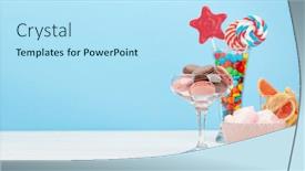  Presentation with candy - Cool new slide set with various-sweets-assortment-candy-bonbon backdrop and a arctic colored foreground