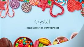  Presentation with sweets - Presentation design enhanced with various-sweets-assortment-candy-bonbon background and a cool aqua colored foreground