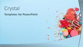  Presentation with sweets - Colorful PPT theme enhanced with various-sweets-assortment-candy-bonbon backdrop and a cool aqua colored foreground
