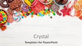  Presentation with candy - Cool new slide deck with various-sweets-assortment-candy-bonbon backdrop and a white colored foreground