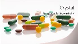  Presentation with antibiotics - Presentation featuring various-tablets-pills-and-vitamins background and a white colored foreground