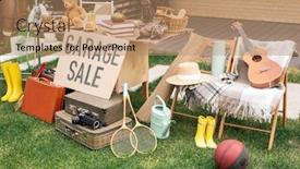  Presentation with chairs - Audience pleasing slide deck consisting of various-things-placed-on-table backdrop and a coral colored foreground
