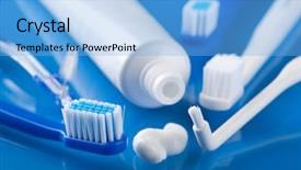  Presentation with tooth paste - Cool new PPT layouts with various toothbrushes and paste backdrop and a light blue colored foreground