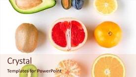  Presentation with tropical - Colorful PPT theme enhanced with various tropical fruits on white backdrop and a lemonade colored foreground