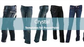  Presentation with jeans - Audience pleasing PPT theme consisting of various types of blue jeans backdrop and a teal colored foreground