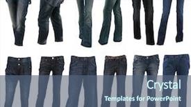  Presentation with trousers - Cool new presentation with various types of blue jeans backdrop and a ocean colored foreground