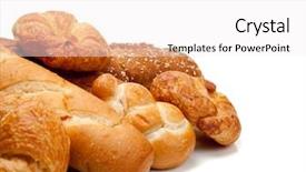  Presentation with bread - Amazing PPT theme having various types of bread including croisaants french bread and multi-grain bread on a white background backdrop and a white colored foreground