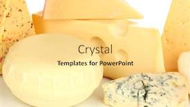  Presentation with cheese - Slides having various-types-of-cheese-close background and a blonde colored foreground