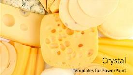  Presentation with types of soil - Audience pleasing PPT theme consisting of various types of cheese close backdrop and a yellow colored foreground