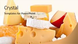  Presentation with cheddar - Cool new presentation theme with various types of cheese composition backdrop and a blonde colored foreground