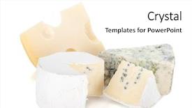  Presentation with types of tenses - PPT theme having various types of cheeses isolated background and a white colored foreground