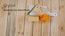  Presentation with cheddar - Slide set with various types of fresh raw aged delicatessen cheese on white plate over light wooden table cheddar edam swiss background and a coral colored foreground