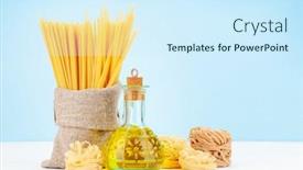  Presentation with olive oil - Slide deck featuring various-types-of-italian-pasta background and a cool aqua colored foreground