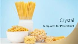  Presentation with data entry copy paste virtual assistant - Presentation design featuring various-types-of-italian-pasta background and a sky blue colored foreground