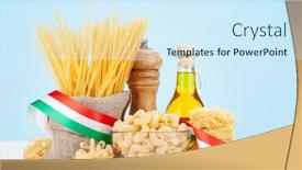  Presentation with olive - Slide set enhanced with various-types-of-italian-pasta background and a cool aqua colored foreground