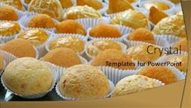  Presentation with snacks - Slide deck having various typical brazilian small savory snacks background and a yellow colored foreground