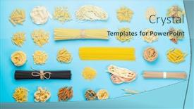  Presentation with spaghetti - PPT theme with various-uncooked-pasta-and-spaghetti background and a cool aqua colored foreground
