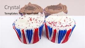  Presentation with union jack - Presentation with various union jack cupcakes against white background background and a coral colored foreground