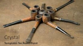  Presentation with tobacco - Presentation design with various-used-tobacco-pipes-arranged background and a coral colored foreground