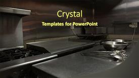  Presentation with utensils - Cool new slide set with various utensils on worktop in commercial kitchen backdrop and a wine colored foreground