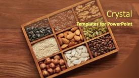  Presentation with dried food - Audience pleasing PPT theme consisting of various-varieties-of-nuts-dried backdrop and a tawny brown colored foreground