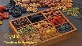 Presentation with dried fruits seeds nuts - PPT theme featuring various-varieties-of-nuts-seeds background and a tawny brown colored foreground