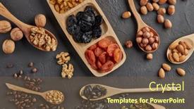  Presentation with dried fruits seeds nuts - Colorful slide deck enhanced with various-varieties-of-nuts-seeds backdrop and a tawny brown colored foreground