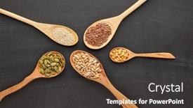  Presentation with healthy food - Amazing PPT layouts having various-varieties-of-nuts backdrop and a dark gray colored foreground