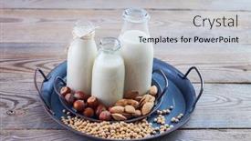  Presentation with plant based - Presentation theme consisting of various-vegan-plant-based-milk background and a light gray colored foreground